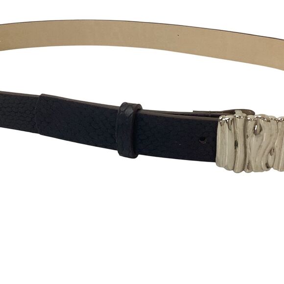 HEAVEN MAYHEM Size S Gaia Belt Brown Crocodile Embossed Leather Silver Buckle - Picture 4 of 9